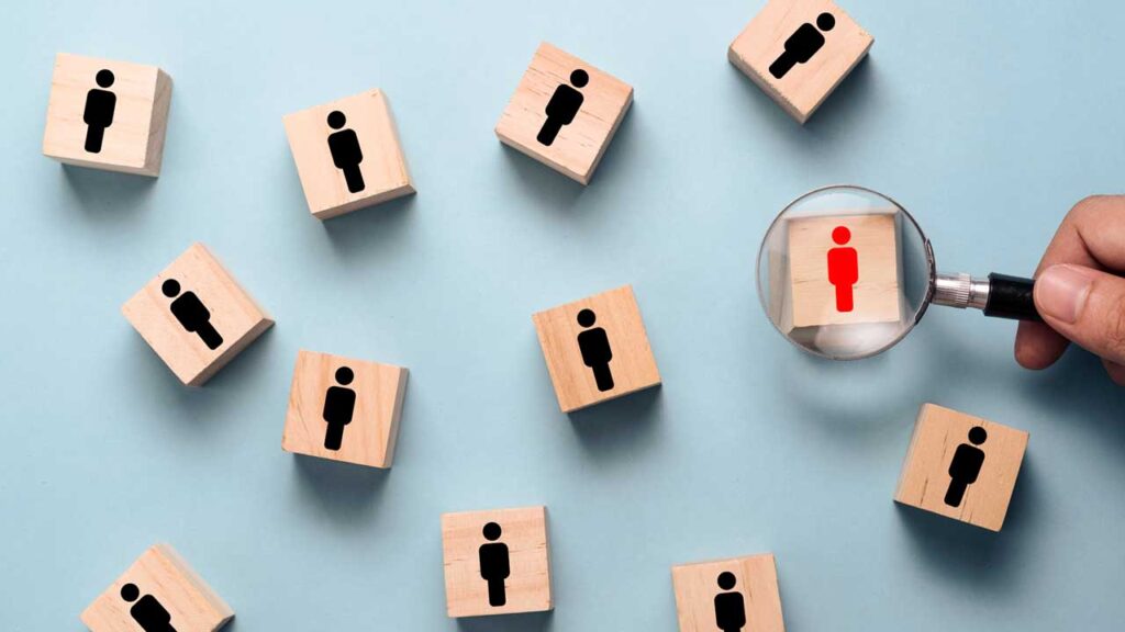 cubes with human icons on them