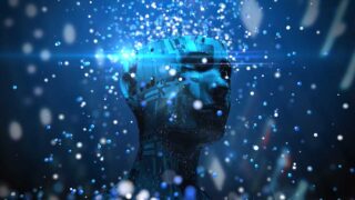 artistic image of head made of light