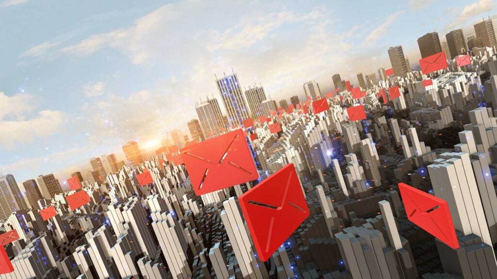 red envelopes all over a city