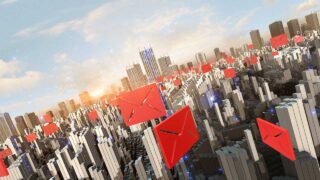 red envelopes all over a city