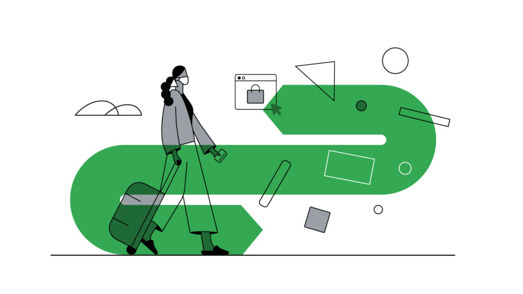 graphic of woman depicting data behind work and covid