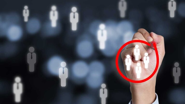 red circle drawn around graphic of group of people