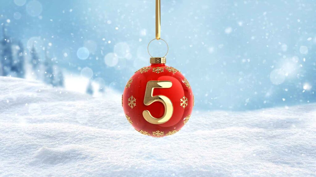 holiday ornament with a 5