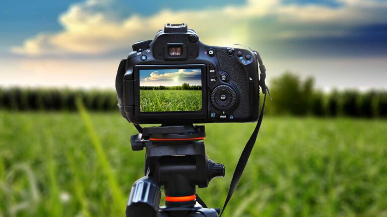 digital camera taking photos of field