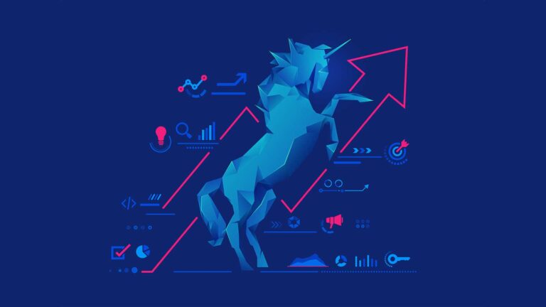 unicorn with an arrow and icons
