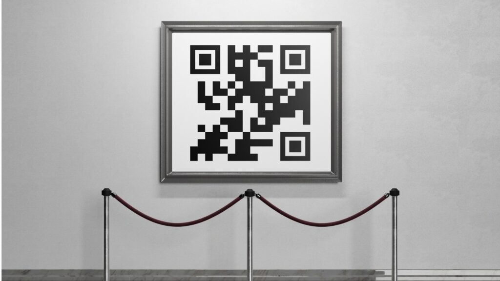 QR code framed on display