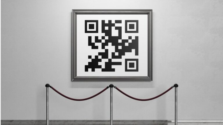 QR code framed on display