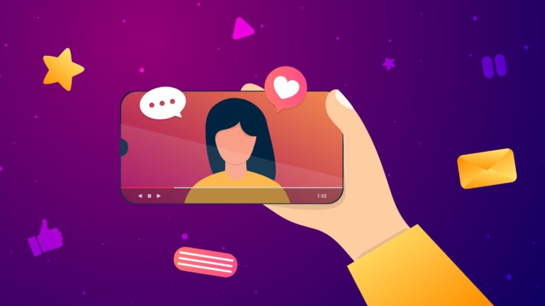 graphic of woman influencer on phone