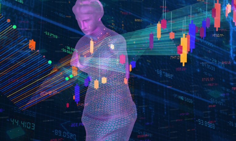 statue of venus with digital graphics overlay