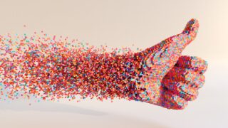hand made of dots