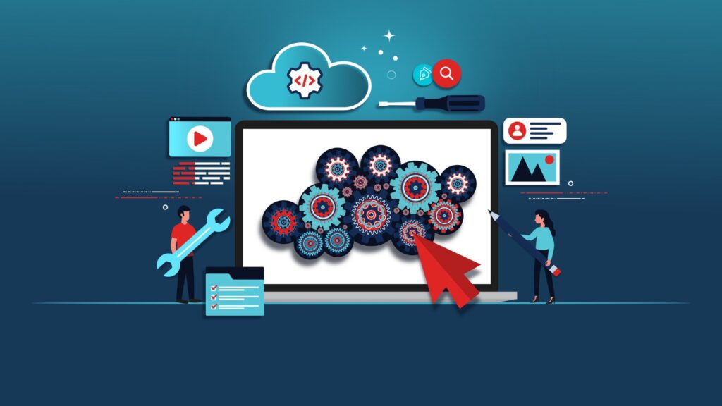 graphic of cogs on a screen