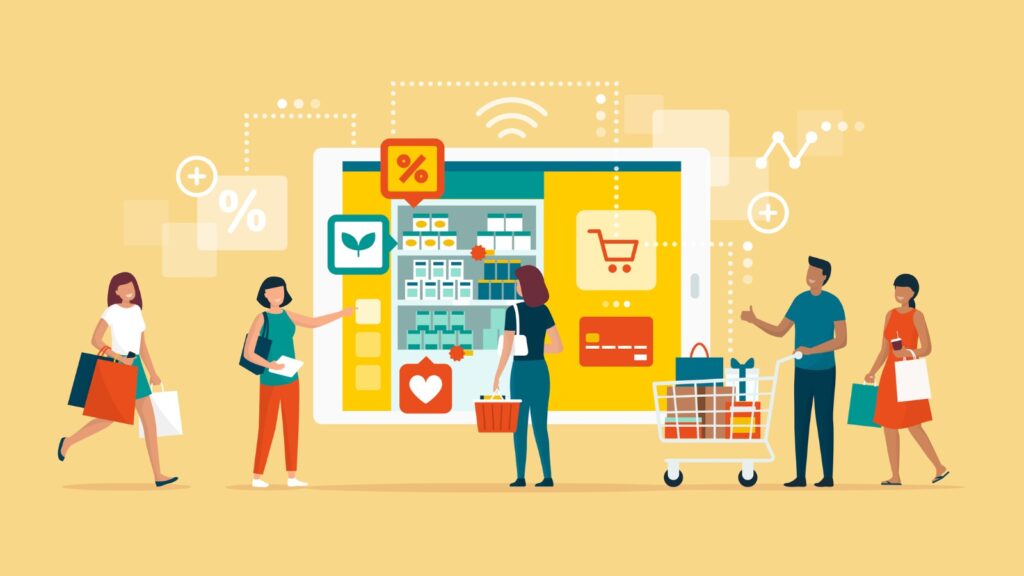 graphic of people shopping