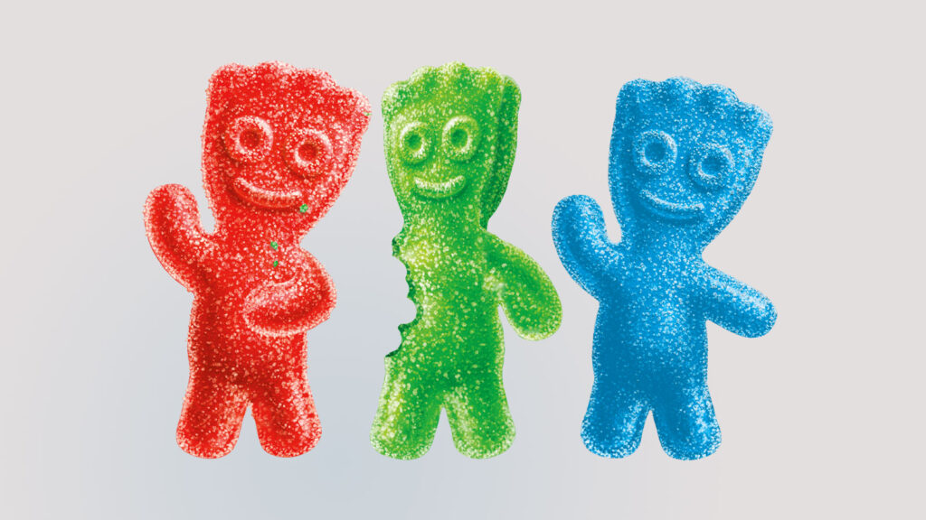 red green and blue sour patch kids