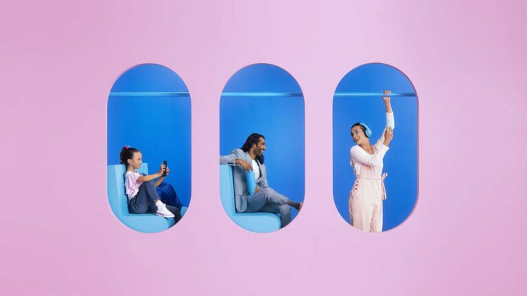 3 people on a staged train