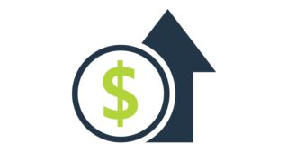 dollar sign with arrow going up