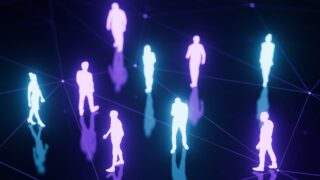 neon human silhouettes