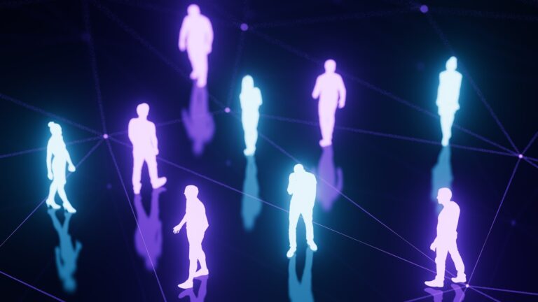 neon human silhouettes