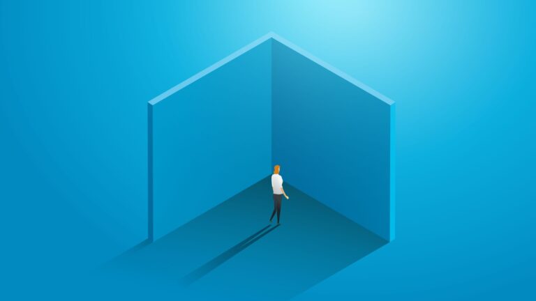 graphic of man walking into corner