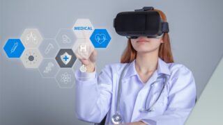 female doctor wearing VR glasses