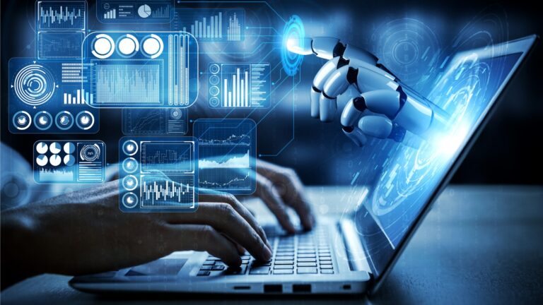 future AI cyborg graphic