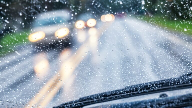 rainy car windshield viewed from inside