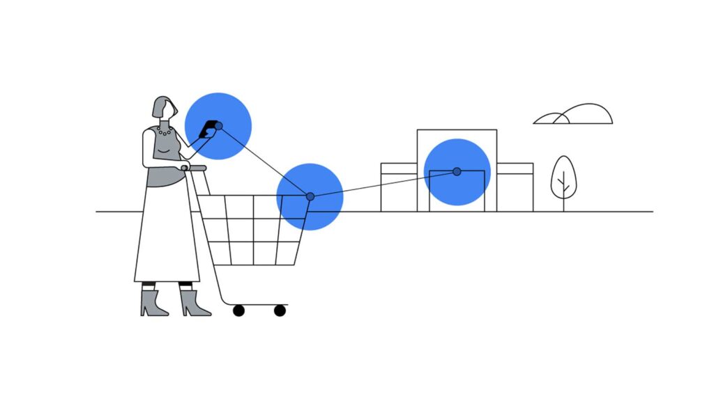 Illustration of a woman shopping