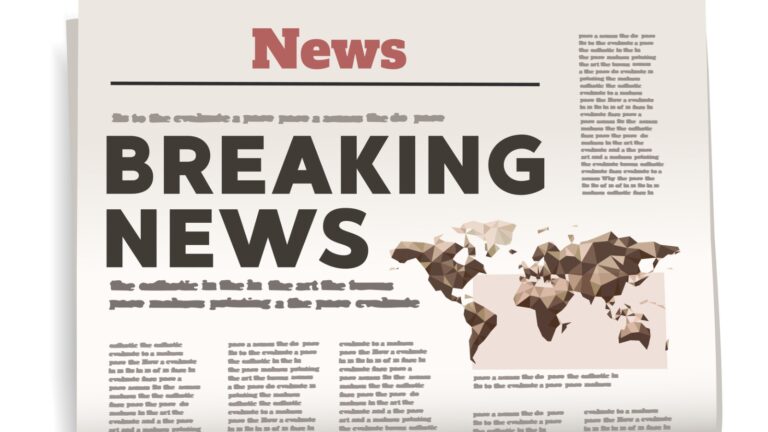 Breaking News headline on a newspaper