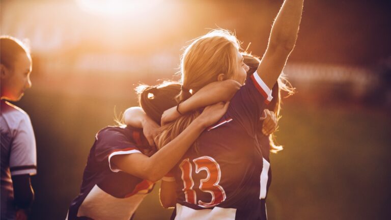 Women Celebrating the victory after soccer match!