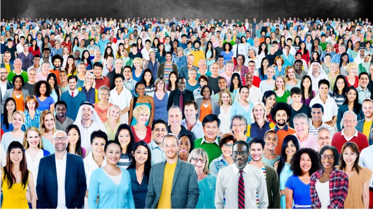 Large Group of Diverse Multiethnic Cheerful Concept stock photo