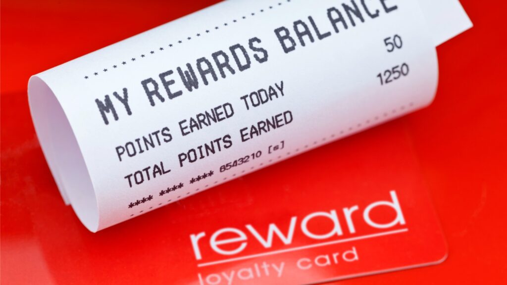 rewards receipt and card