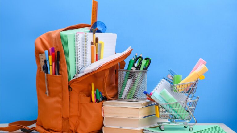 School supplies in a backpack