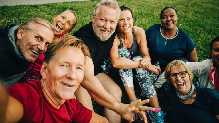 Photo of a gathering of people over the age of 50.