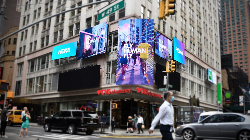 Photo of Digital Billboards (out of home advertising) on a city street