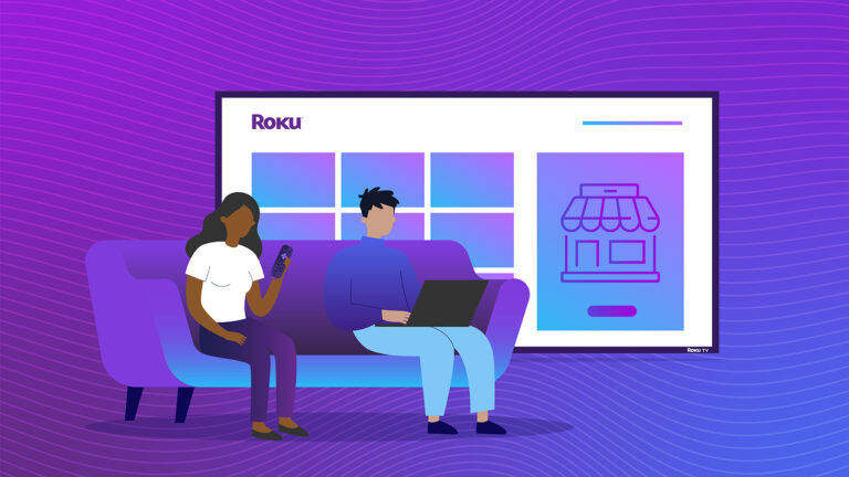 Illustration of Gen Z people watching television via Roku device
