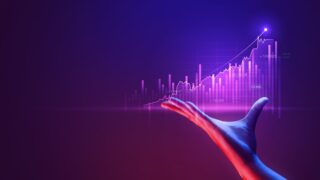 Businessman holding investment finance chart stock market business and exchange financial growth graph