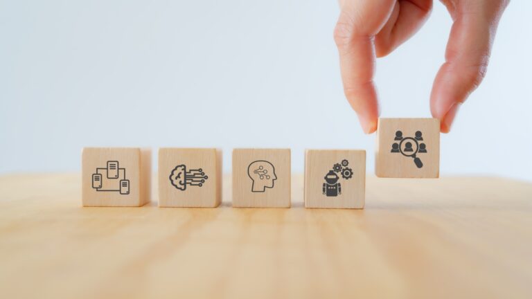 Hyper-personalization concept on wooden cubes. Personalized marketing with automation technology, artificial intelligence(ai) and machine learning.