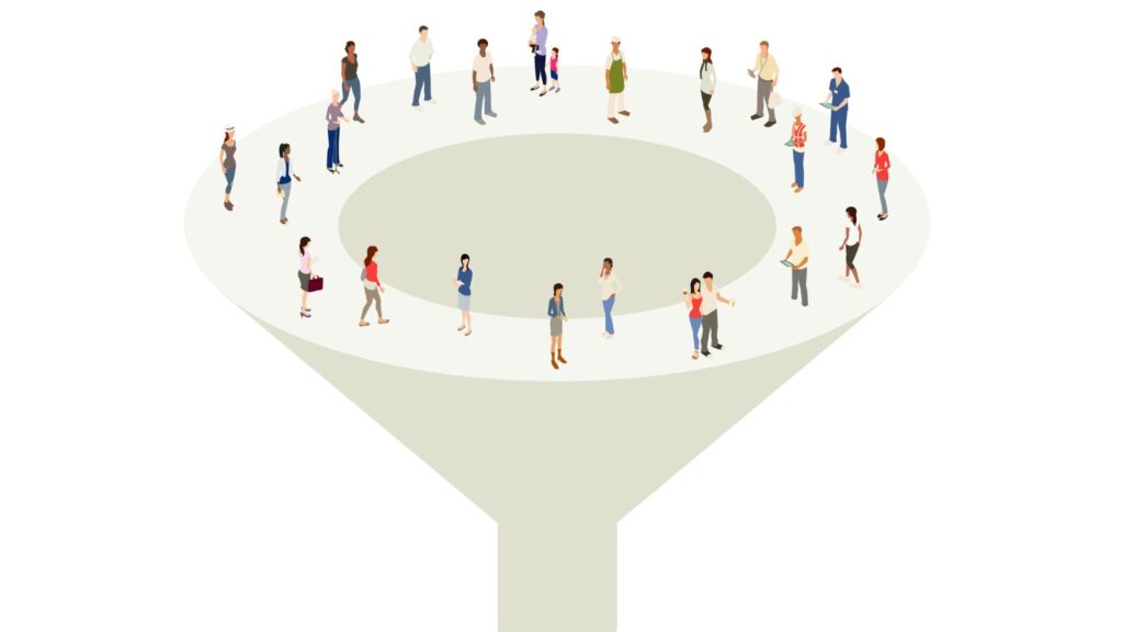 Marketing sales funnel illustration