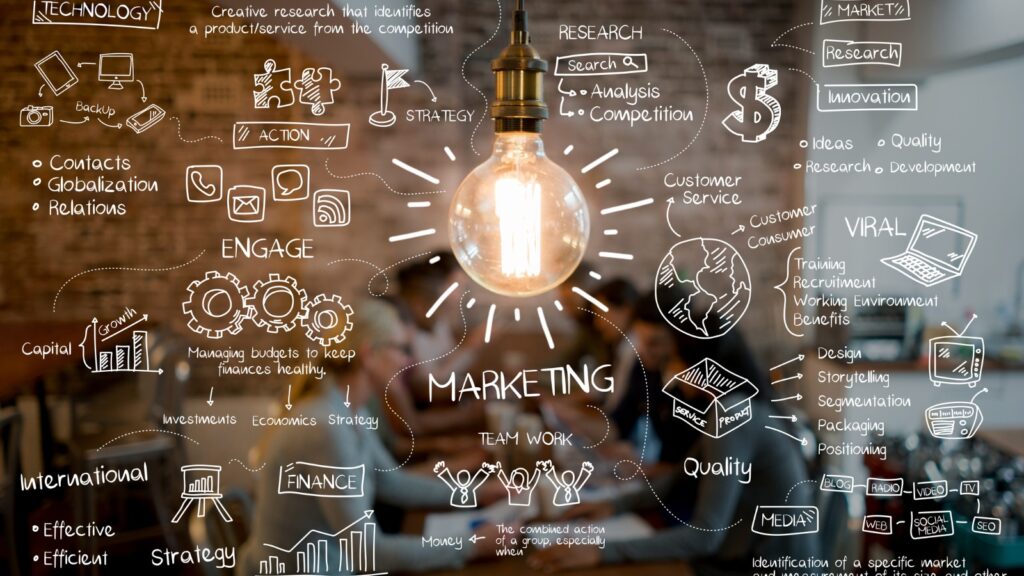 Great idea of a marketing strategy plan at a creative office stock photo
