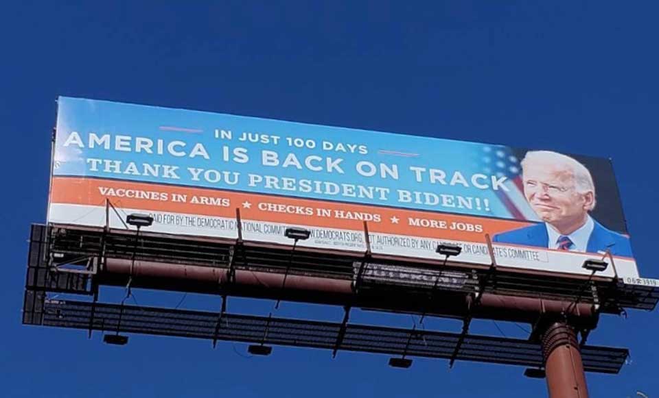 president biden thank you billboard