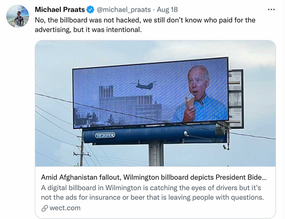 billboard showing president biden eating ice cream